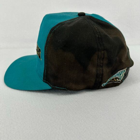 Vintage 90 90s Jacksonville Jaguars Banned Logo Eastport Tri Panel Wrap Around SnapBack hat